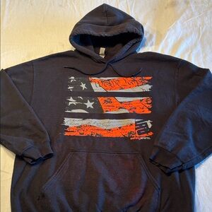 SafetyShirtz Black Pullover Hoodie with Distressed Flag Print , L , $25